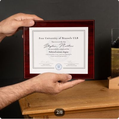 Placa conmemorativa personalizada de caoba