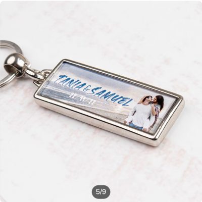 Llavero metálico alargado personalizado