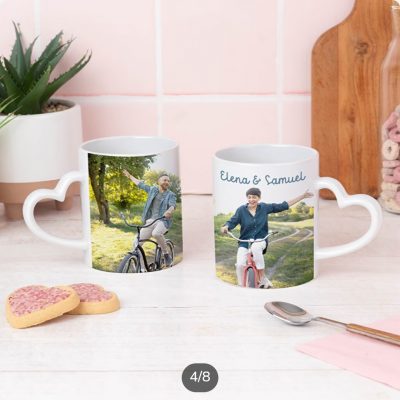 Taza personalizada con asa de corazón