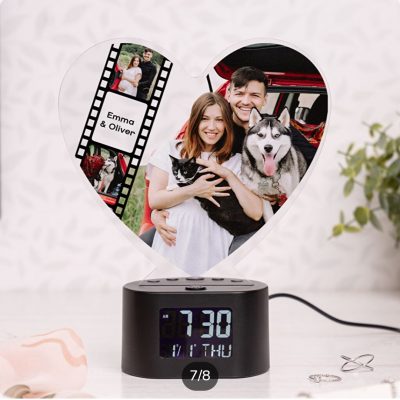 Reloj despertador luminoso personalizado (corazón o rectangular)