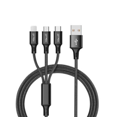 Cable de Carga Nylon . 3 en 1 USB-A a Lightning, Micro USB y Tipo-C. MB-1045 Mobile+ - Imagen 3
