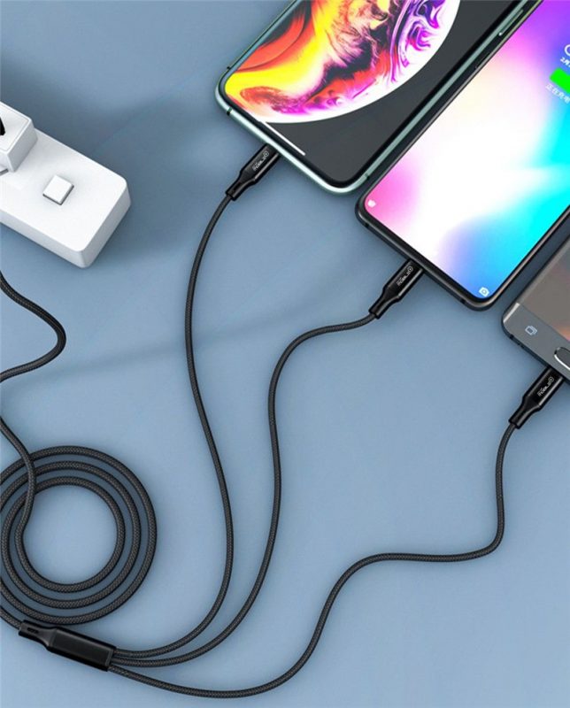 Cable de Carga Nylon 3en1 TIPO-C a Lightning, Micro USB y Tipo-C. MB-1046 Mobile+ - Imagen 2