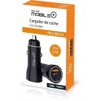 CARGADOR USB 20W Y TIPO C PARA COCHE MB-1031 MOBILE+
