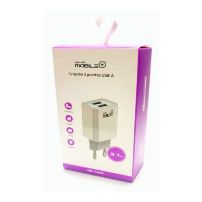 CARGADOR 2 PUERTOS USB-A, 3.1A