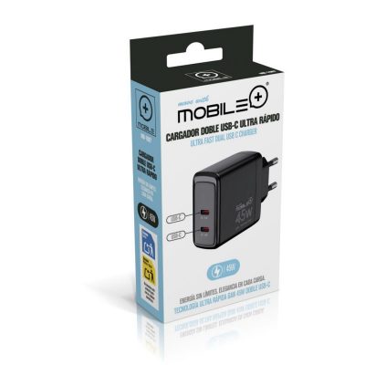 CARGADOR DOBLE USB TIPO-C 45W ULTRA RAPIDO