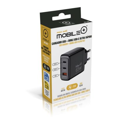 CARGADOR USB-A+DOUBLE TIPO-C 65W ULTRA RAPIDO