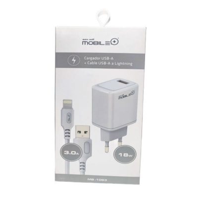 Cargador USB-A + Cable USB-A a Lightning (18W)