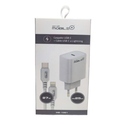 Cargador USB-C + Cable USB-C a Lightning (27W)