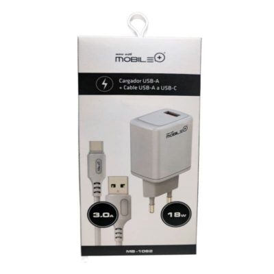 Cargador USB-A + Cable USB-A a USB-C (18W QC 3.0)