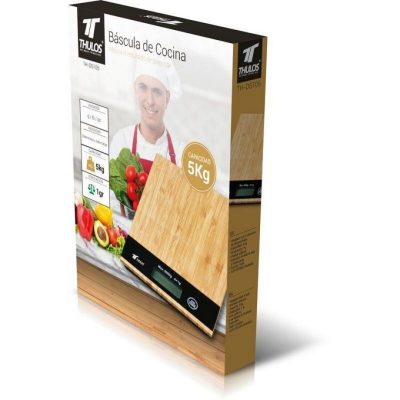BALANZA DE COCINA DIGITAL SUPERFICIE DE MADERA, 5KG DE CAPACIDAD TH-DS105