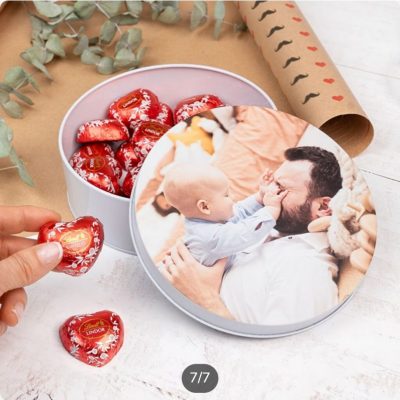 Caja de chuches y bombones personalizada redonda