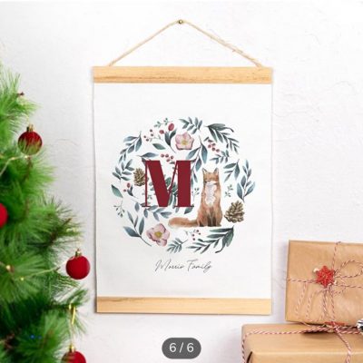 Póster de tela personalizado con marco de madera para colgar