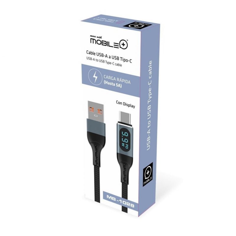 CABLE USB-TIPO A USB TIPO C CON PANTALLA DE CARGA RAPIDA PD20W MB-1028
