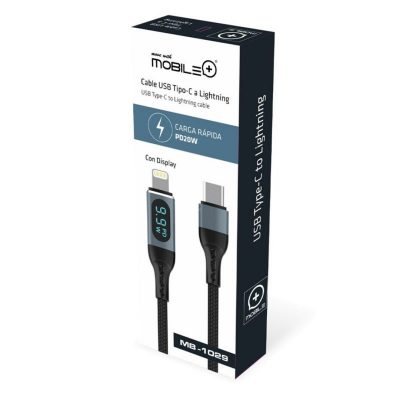 CABLE USB-TIPO C A LIGHTNING CON PANTALLA DE CARGA RAPIDA PD20W MB-1029