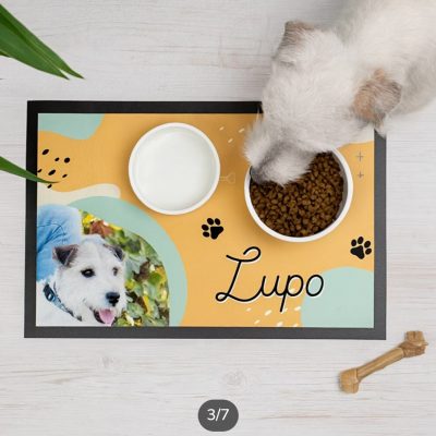 Alfombra personalizada para comedero de perro y gato