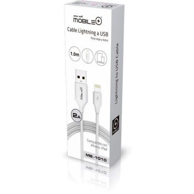 CABLE DE DATOS Y CARGA LIGHTNING/USB COMPATIBLE CON IPHONE 1M MB-1010