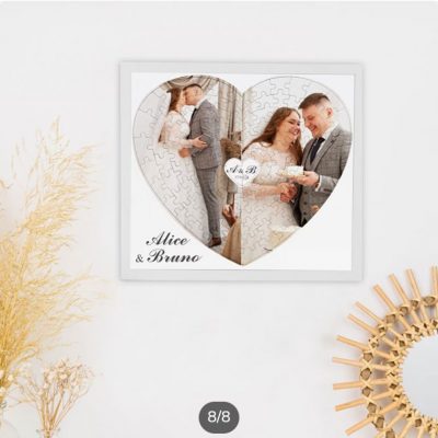 Puzzle personalizado enmarcado forma de corazón