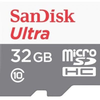 Memoria flash Sandisk Ultra SDSQUNR-032G-GN3MN 32GB MicroSDHC UHS-I 100MB/s Gris Blanco