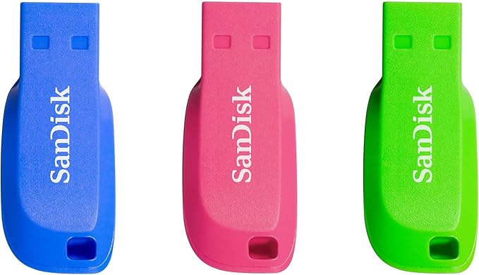 Memoria USB SanDisk Cruzer Blade de 32 GB, azul, rosa y verde, 3 unidades (paquete de 1) - Imagen 5