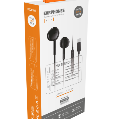 Auriculares Tech One Tech Eartech Tec1302/ Con Micrófono/ Usb Tipo-c/ Negros