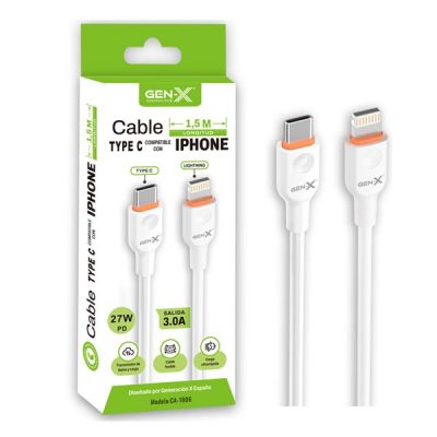 Cable de carga rápida móvil tipo c a iphone 1.5m 27w 3a ca-1806