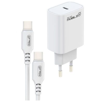 Cargador rápido USB-C PD 25 W + Cable USB-C a USB-C (60 W). MOBILE MB-1060