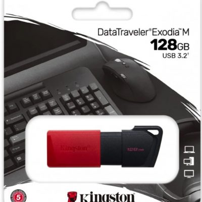 Pen Drive Kingston DataTraveler Exodia M Unidad Flash USB 128GB USB 3.2 Negro/Rojo