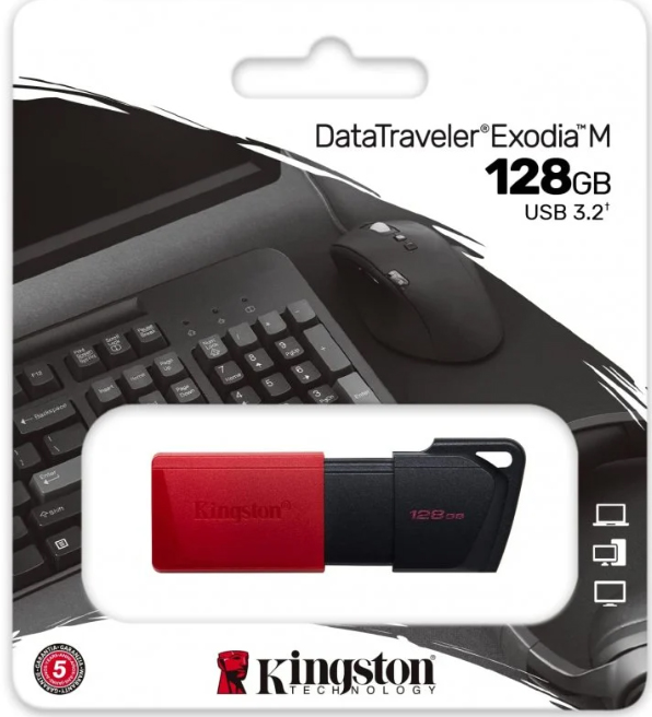 Pen Drive Kingston DataTraveler Exodia M Unidad Flash USB 128GB USB 3.2 Negro/Rojo